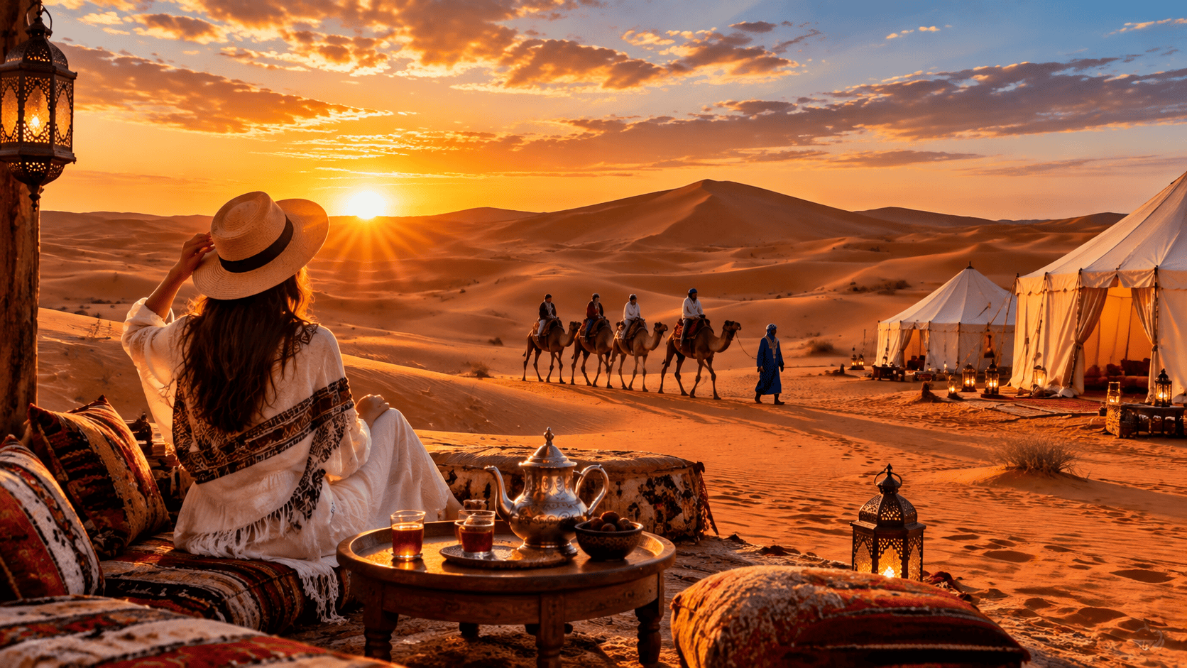 25 Sahara Desert Facts: Fascinating Facts About the Sahara & Morocco 1 Sahara Desert facts with camel caravan and dunes in Morocco