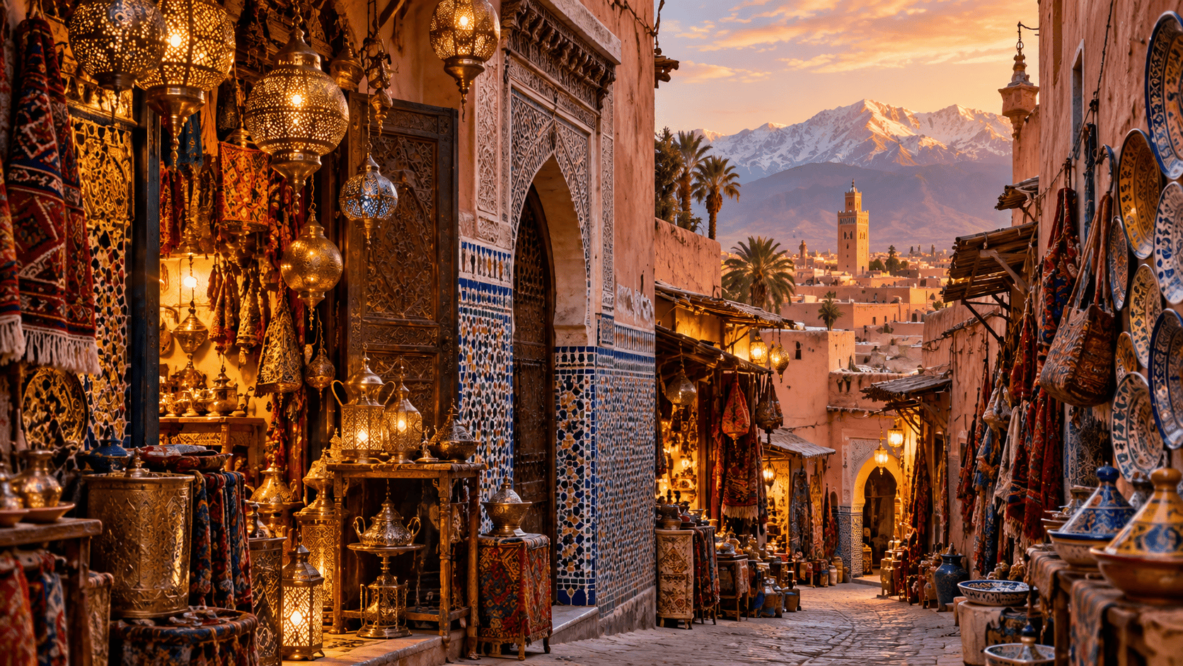 Moroccan Souks: Complete Guide to the Best Markets in Morocco 1 Traditional Moroccan souk and market scene in Marrakech