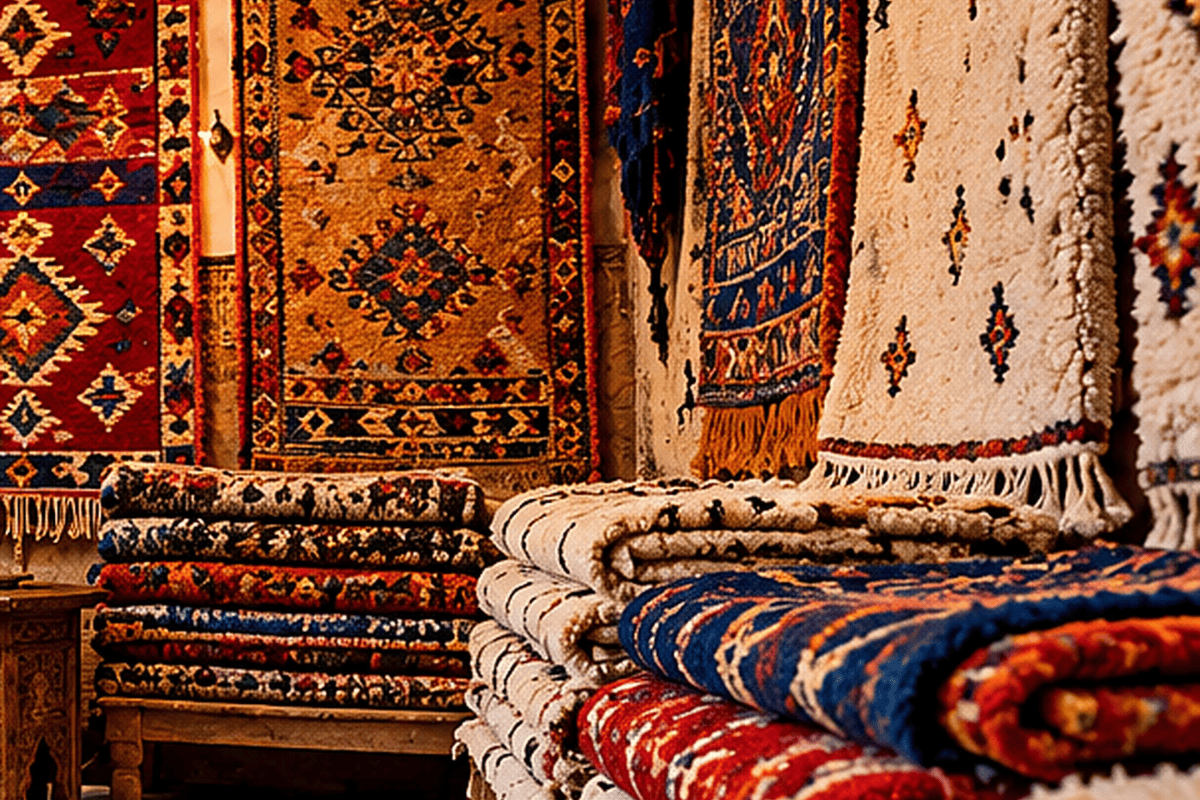 Fes Handicrafts Guide: Traditional Moroccan Crafts to Discover 2 Moroccan Boujad textiles with colourful traditional woven patterns